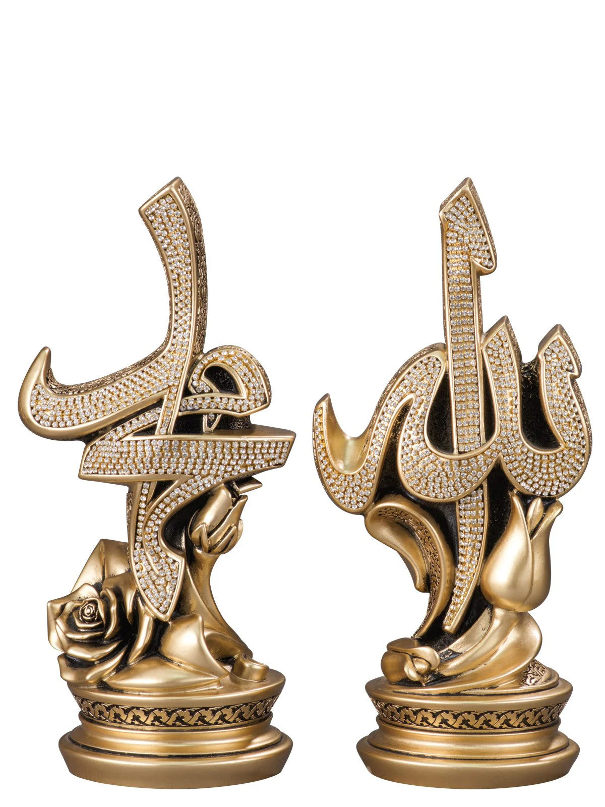 Islamic Decor Set with Elegant Tulip and Rose Featuring Allah and Muhammad